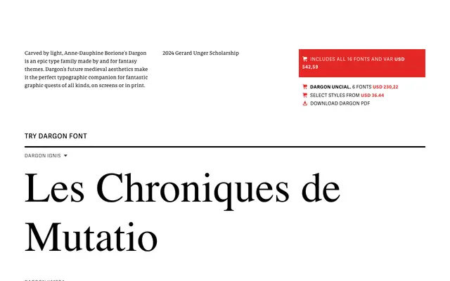 Dargon specimen from TypeTogether