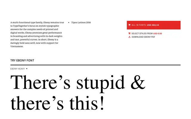 Ebony specimen from TypeTogether