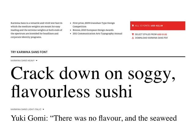 Karmina Sans specimen from TypeTogether
