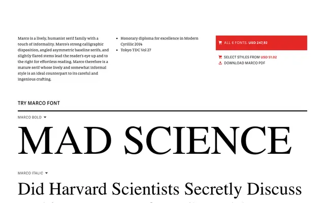 Marco specimen from TypeTogether