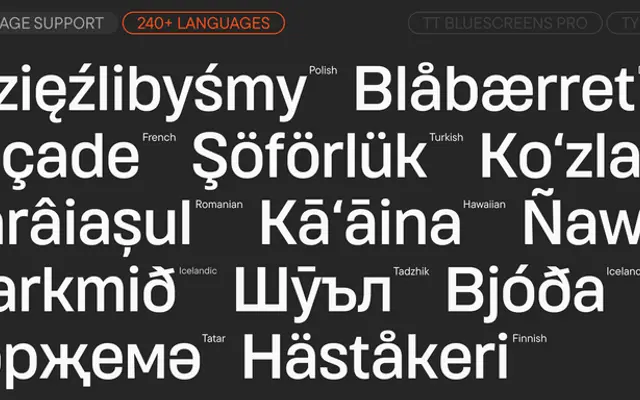 TT Bluescreens Pro specimen from TypeType