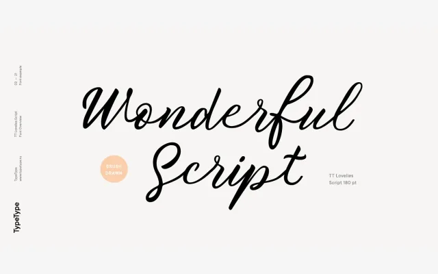 TT Lovelies Script specimen from TypeType