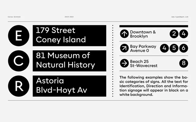 Corsa Grotesk specimen from Typedepot