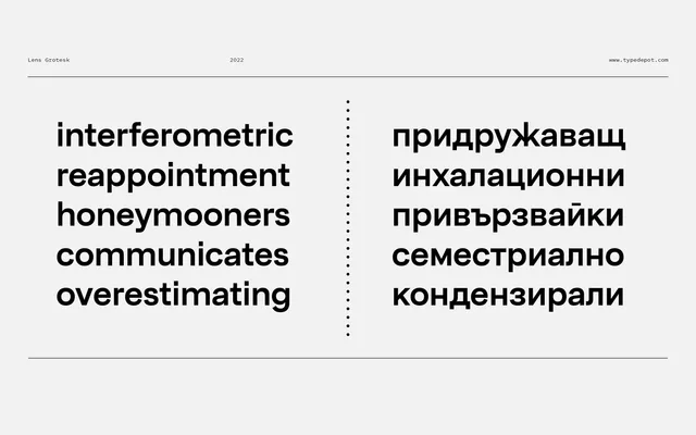 Lens Grotesk specimen from Typedepot
