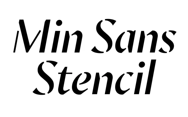 Min Sans Stencil specimen from Typeji
