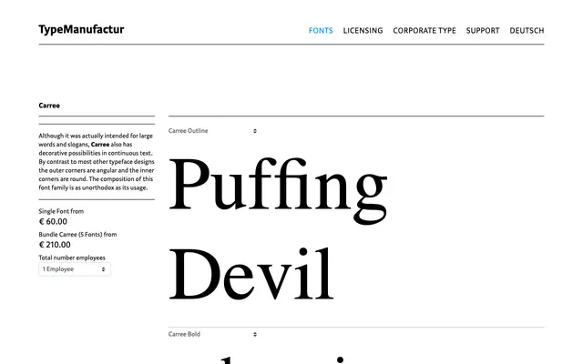 Carree specimen from Typemanufactur