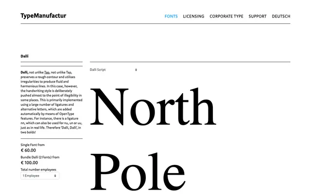 Dalli specimen from Typemanufactur