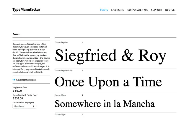 Essenz specimen from Typemanufactur