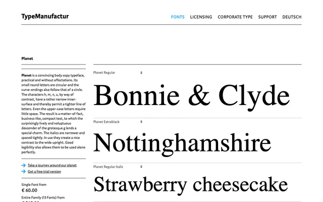 Planet specimen from Typemanufactur
