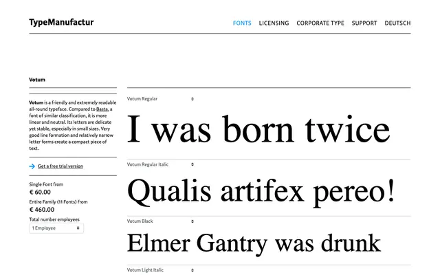 Votum specimen from Typemanufactur