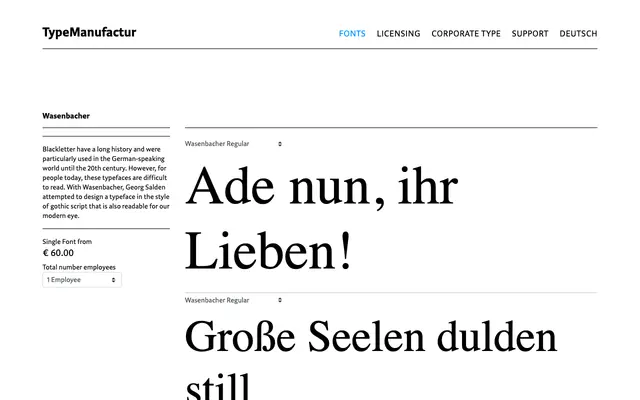 Wasenbacher specimen from Typemanufactur