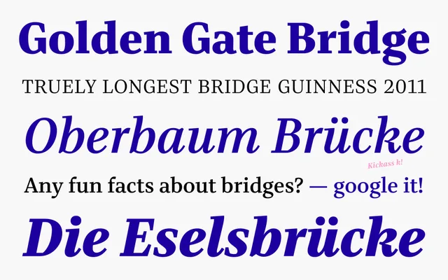 Bridge Text specimen from TypeMates