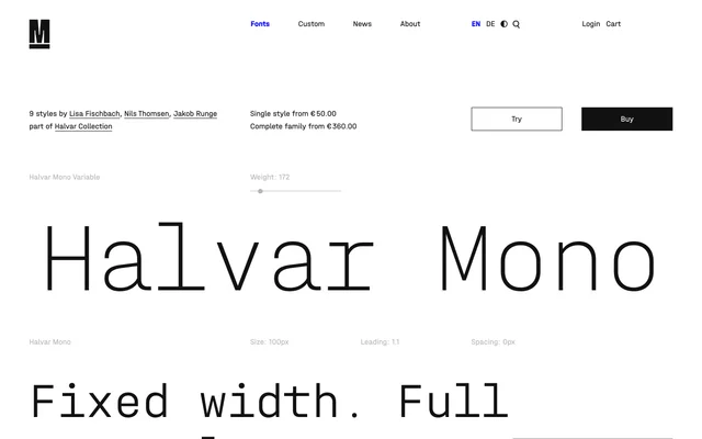Halvar Mono specimen from TypeMates