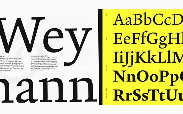 Weymann Serif specimen from TypeMates