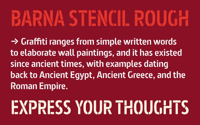 Barna Stencil Rough specimen from Typerepublic