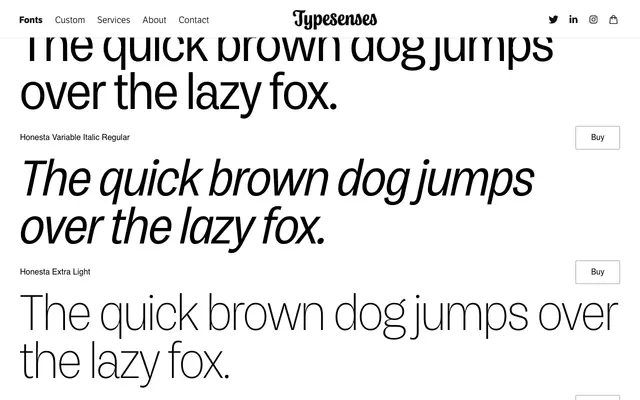 Honesta specimen from Typesenses