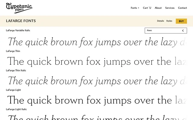 LaFarge specimen from Typetanic