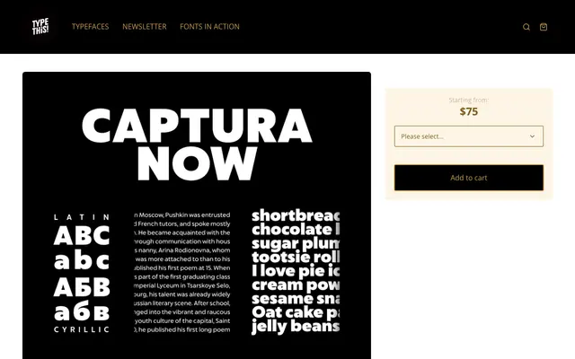 Captura Now specimen from TypeThis!Studio