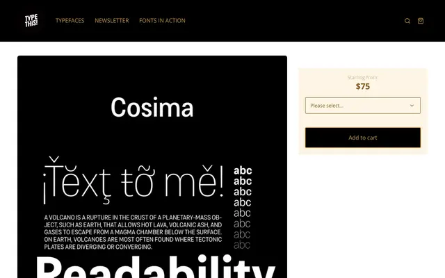 Cosima specimen from TypeThis!Studio