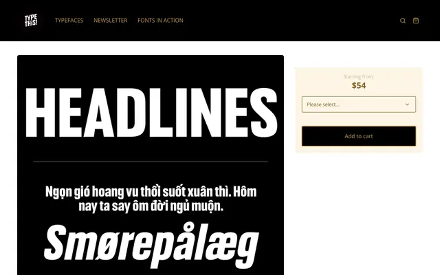 Headlines specimen from TypeThis!Studio