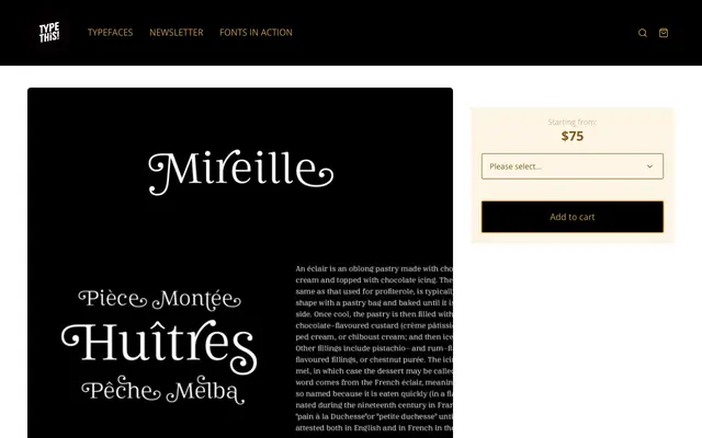 Mireille specimen from TypeThis!Studio