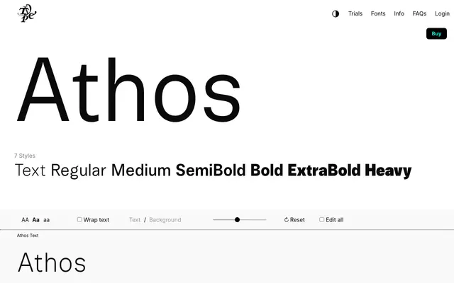 Athos specimen from Typeverything