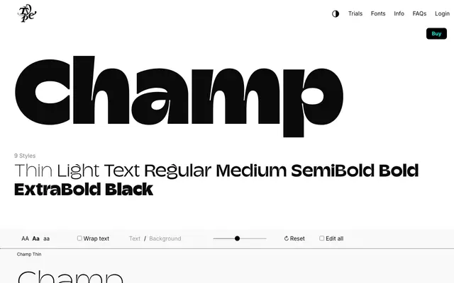 Champ specimen from Typeverything