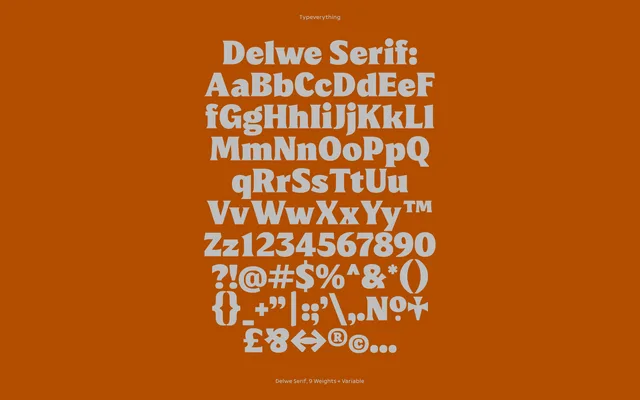 Delwe Serif specimen from Typeverything