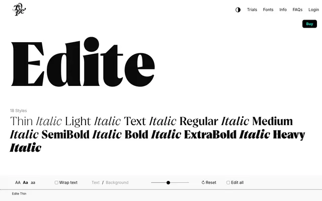 Edite specimen from Typeverything