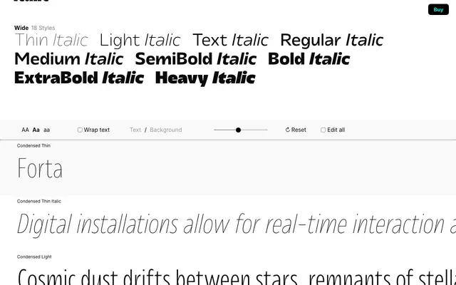 Forta specimen from Typeverything