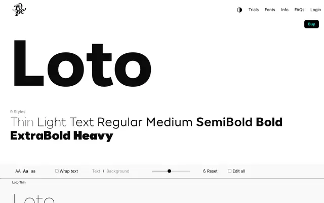 Loto specimen from Typeverything