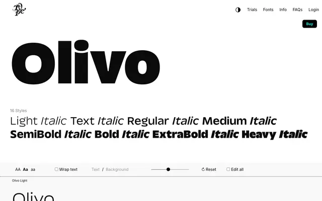 Olivo specimen from Typeverything