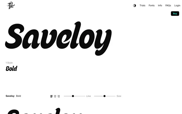 Saveloy specimen from Typeverything