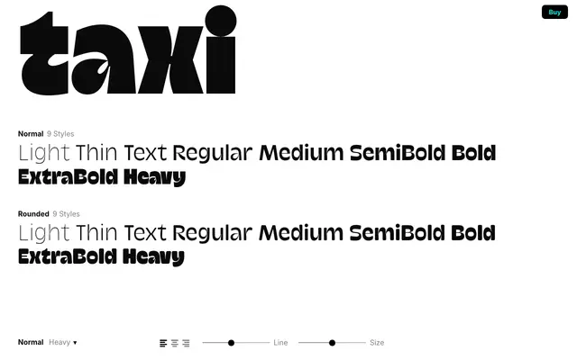 Taxi specimen from Typeverything