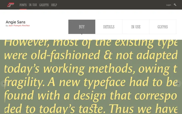 Angie Sans specimen from Typofonderie