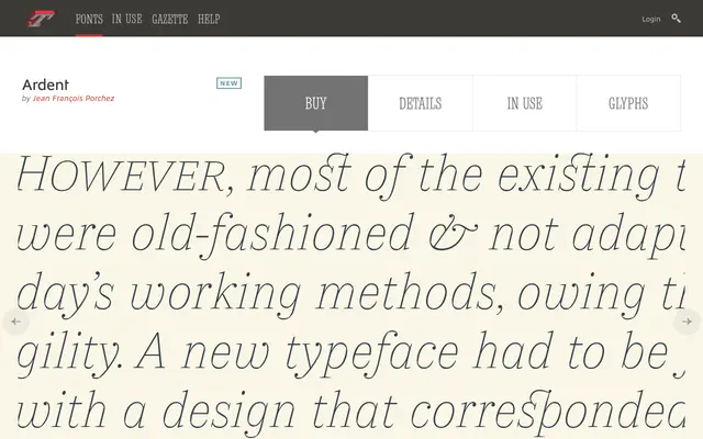 Ardent specimen from Typofonderie