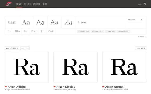 Arsen specimen from Typofonderie