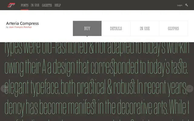 Arteria Compress specimen from Typofonderie