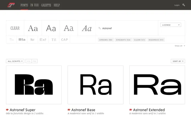 Astronef specimen from Typofonderie