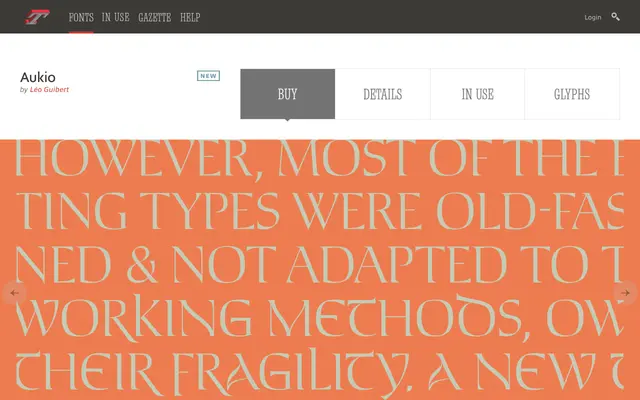 Aukio specimen from Typofonderie