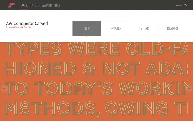 AW Conqueror Carved specimen from Typofonderie