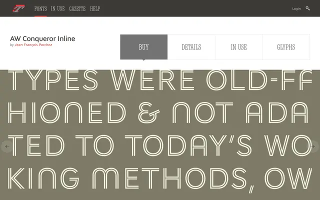 AW Conqueror Inline specimen from Typofonderie