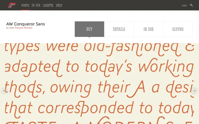 AW Conqueror Sans specimen from Typofonderie