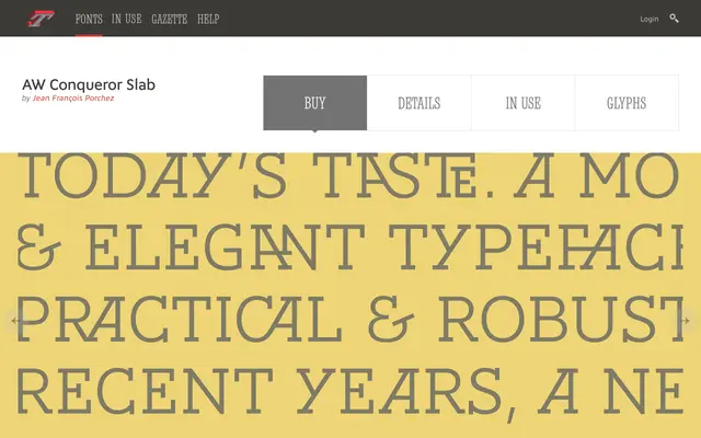 AW Conqueror Slab specimen from Typofonderie