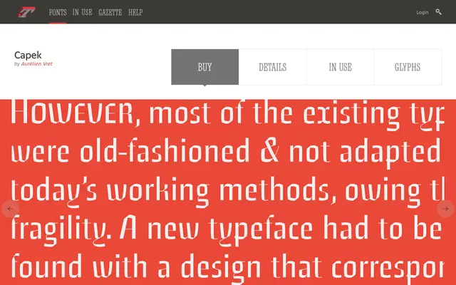 Capek specimen from Typofonderie