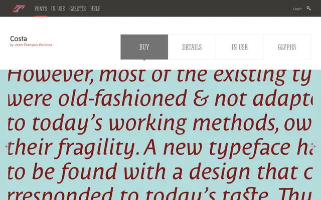 Costa specimen from Typofonderie