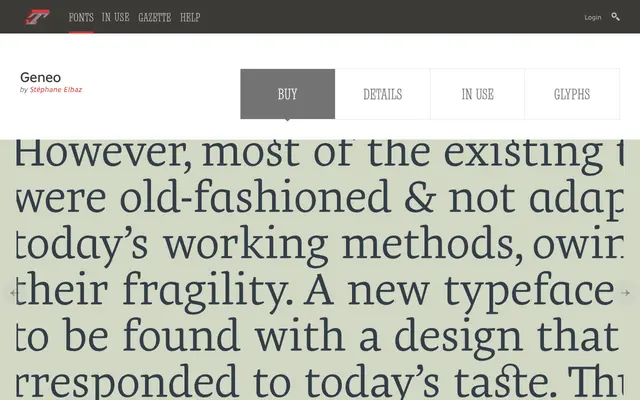 Geneo specimen from Typofonderie