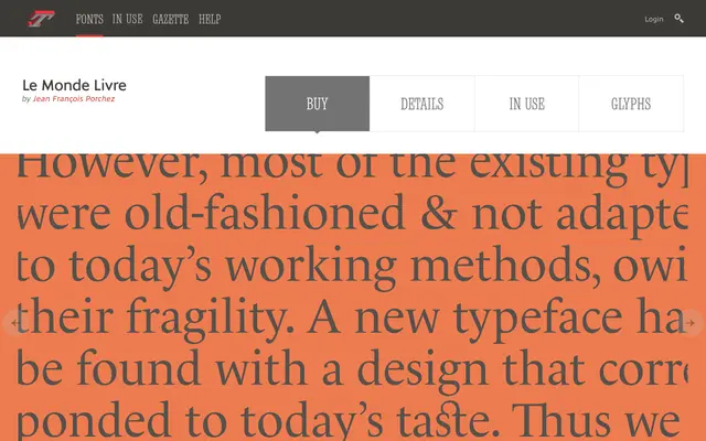 Le Monde Livre specimen from Typofonderie