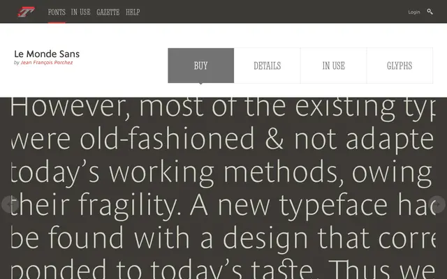 Le Monde Sans specimen from Typofonderie