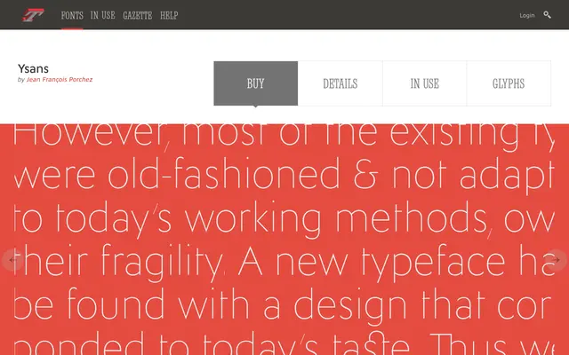 Ysans specimen from Typofonderie